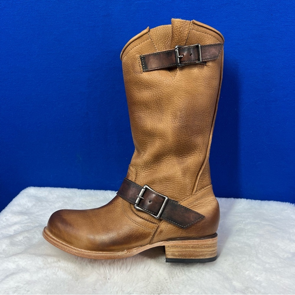 BNIB |•FREEBIRD🦅BY STEVEN•| RIP Brown Leather Moto Boots - Picture 2 of 11